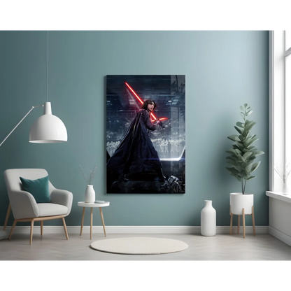 Dark Side Kylo Ren Dual Lightsaber Canvas Wall Art | Contemporary Home Wall Art | vintageantiquesgifts.com