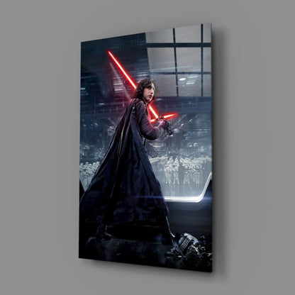 Dark Side Kylo Ren Dual Lightsaber Canvas Wall Art | Glass Wall Art Print | vintageantiquesgifts.com