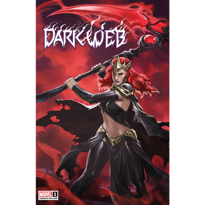Dark Web Marvel Comic Graded Blue Label Unknown Comics Skan featuring a red-haired queen with a scythe