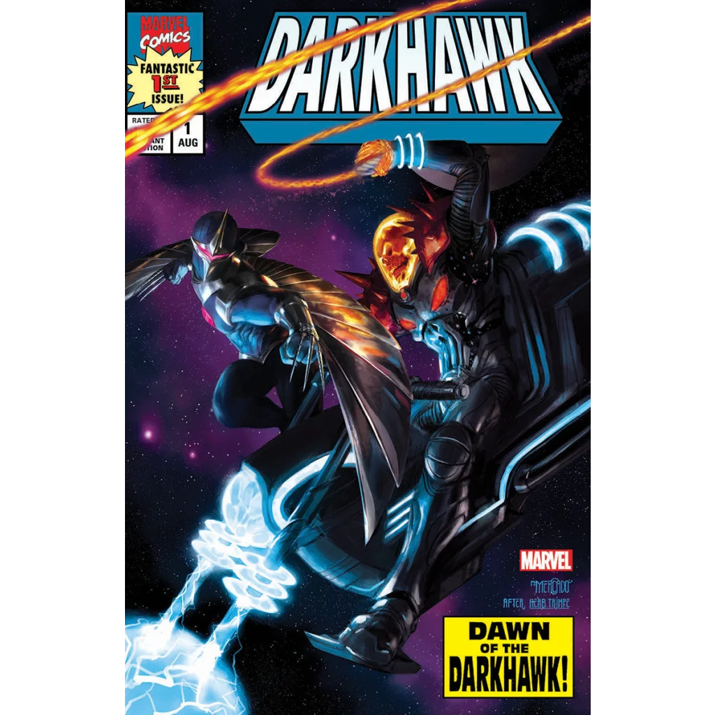 Darkhawk Issue 1 Variant Cover with armored heroes in a cosmic battle scene