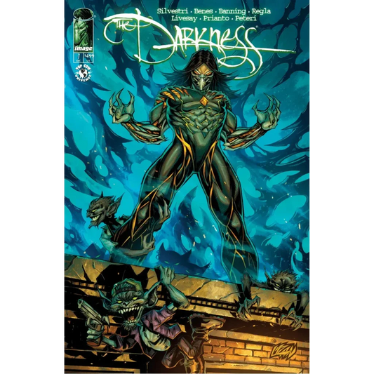 Darkness 2025 #1 comic book cover by franck uzan features a muscular armored figure with glowing orange veins