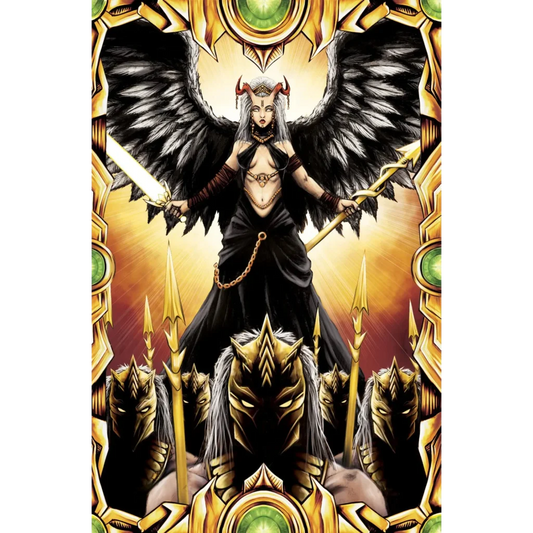 A striking black-winged angel with silver hair and red horns on the darkness 2025 3 ecc john bruggman exclusive comic book cover