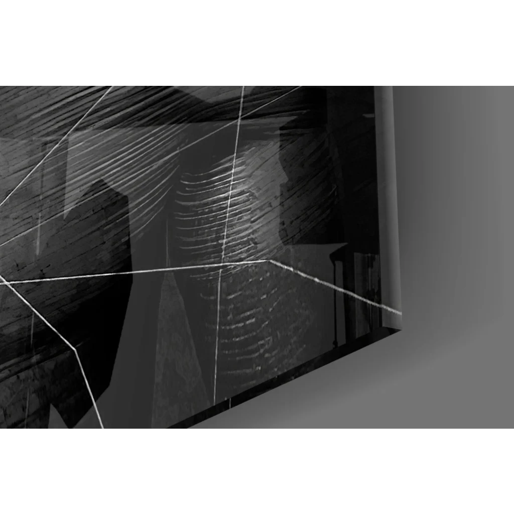 Black and white zebra ribcage glass wall art