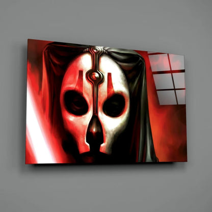 Red black Darth Malak mask canvas wall art print
