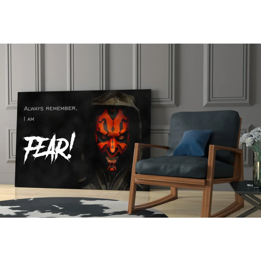 Darth Maul fear quote black canvas wall art print