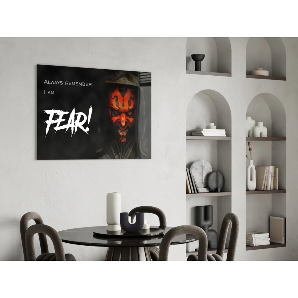 Darth Maul fear quote canvas wall art print with menacing red face