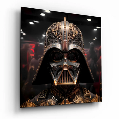 Steampunk Darth Vader Tempered Glass Art with Gold Details | Insigneart USA | vintageantiquesgifts.com