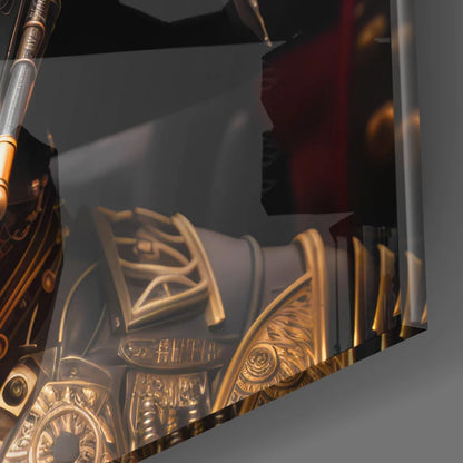 Steampunk Darth Vader Tempered Glass Art with Gold Details | Modern Wall Art Decor | vintageantiquesgifts.com