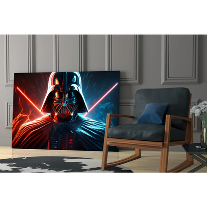Darth Vader neon lightsaber glass wall art canvas print