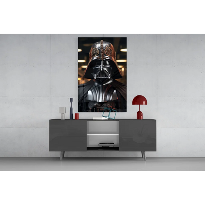 Darth Vader glass wall art portrait with gold details