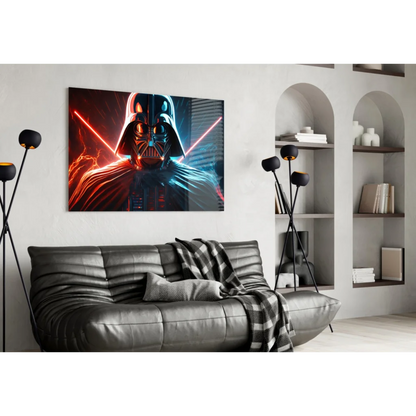 Darth Vader neon lightsaber glass wall art canvas print