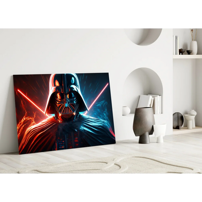 Darth Vader neon lightsaber glass wall art canvas print
