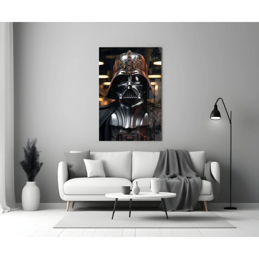 Darth Vader Glass Wall Art Portrait with Gold Details | Modern Wall Art Decor | vintageantiquesgifts.com
