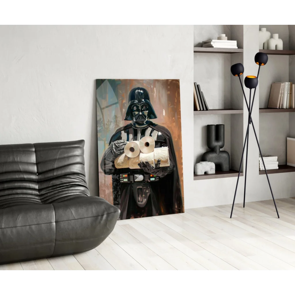 Darth Vader holding toilet paper wall art canvas print