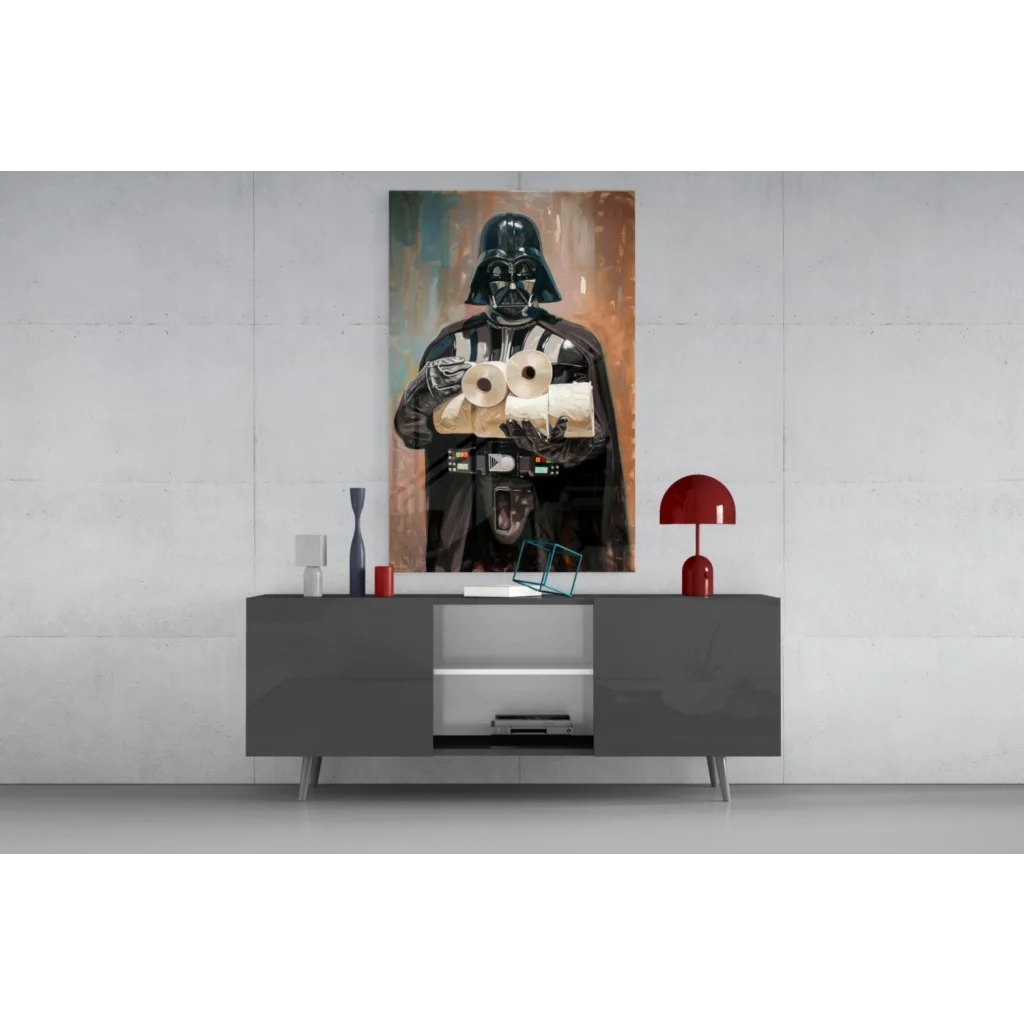 Darth Vader wall art canvas print with toilet paper rolls