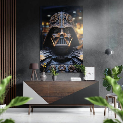Steampunk Darth Vader portrait on brushed aluminium dibond wall art