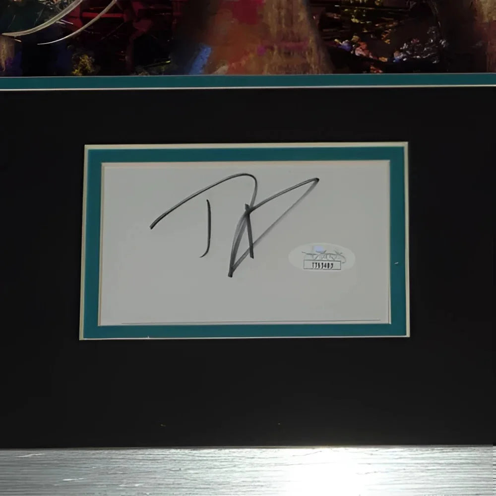 Dave Grohl autographed music splash art in black frame with teal accents