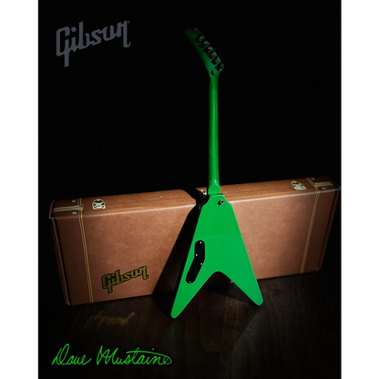 Green glossy Dave Mustaine Axe Heaven miniature replica Flying V guitar