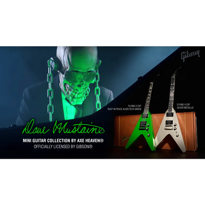 Green skull chains Dave Mustaine Axe Heaven miniature replica Flying V guitar