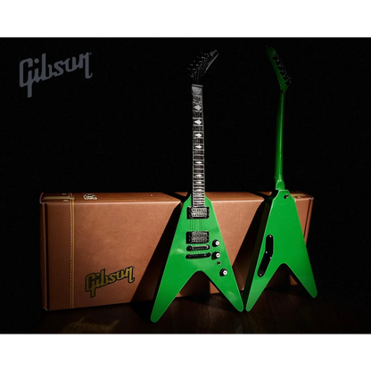 Vibrant green Dave Mustaine Axe Heaven miniature replica Flying V guitar
