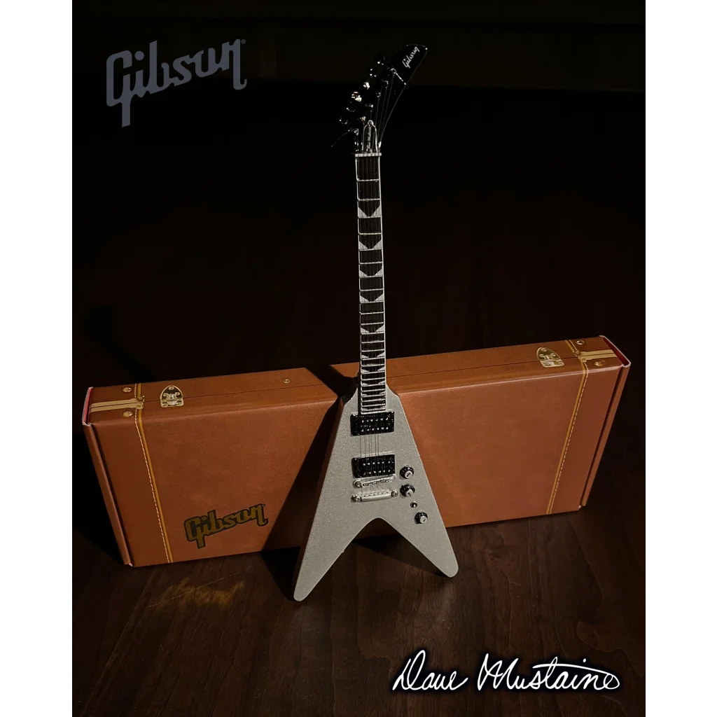 Axe Heaven Dave Mustaine miniature replica white guitar with unique inlays