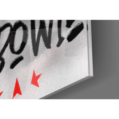 Ziggy Stardust lightning bolt wall art canvas with black graffiti and red stars