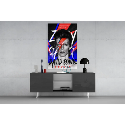 Vibrant Ziggy Stardust wall art canvas print with lightning bolt face
