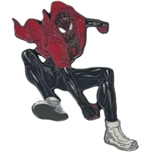 Nakayama Marvel enamel pin of Miles Morales Spider-Man in hoodie and sneakers