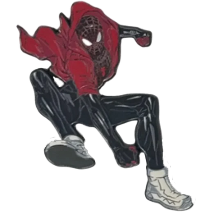 Nakayama Marvel enamel pin of Miles Morales Spider-Man in hoodie and sneakers