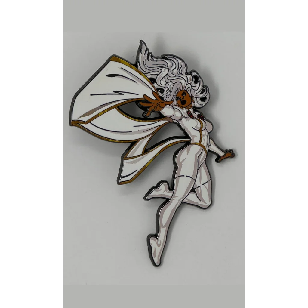 White and gold Storm Marvel blind box enamel pin from David Nakayama Marvel X-Men collection