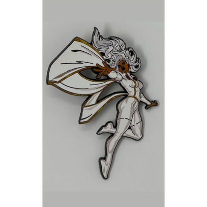 White and gold Storm Marvel blind box enamel pin from David Nakayama Marvel X-Men collection