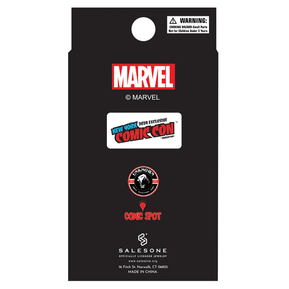 Black retail packaging for David Nakayama Marvel X-Men Phoenix enamel pin, Marvel blind box style