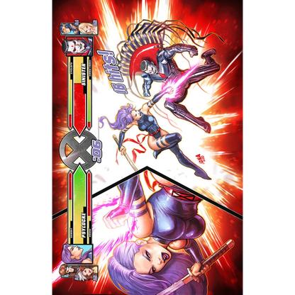 David Nakayama X-Men Hellions Epic Battle Comic Cover Art featuring X-Men characters in fighting game style