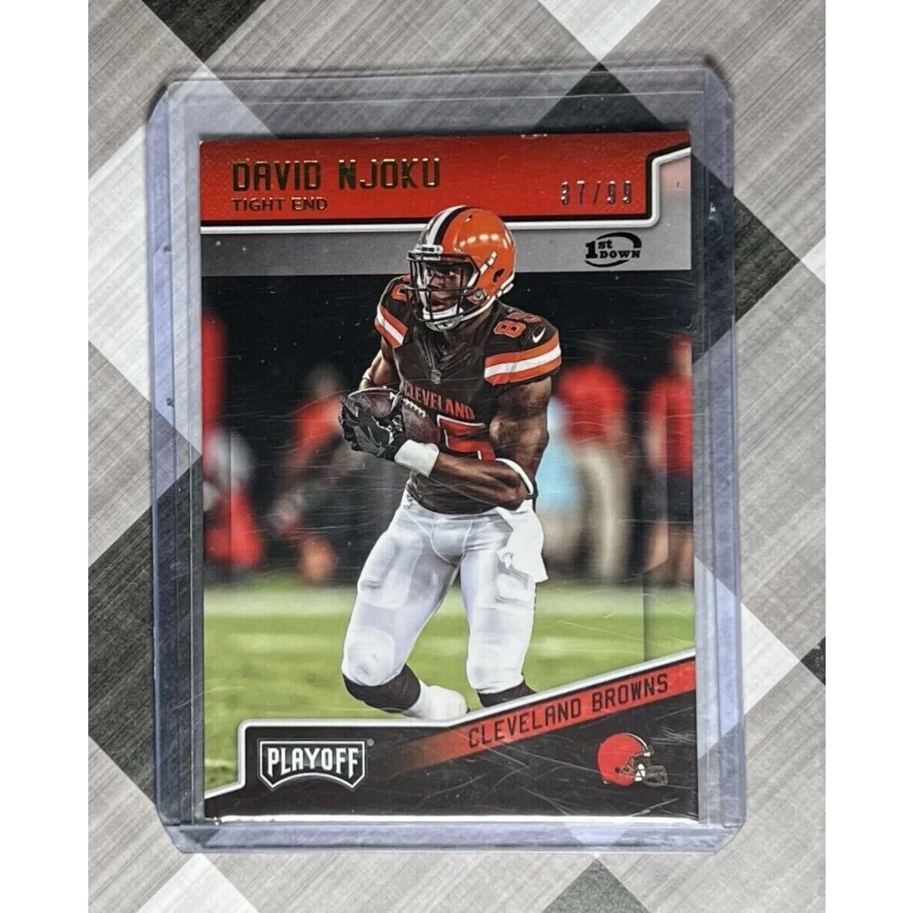2019 David Njoku Browns playoff card from Prestige Worldwide Collectibles