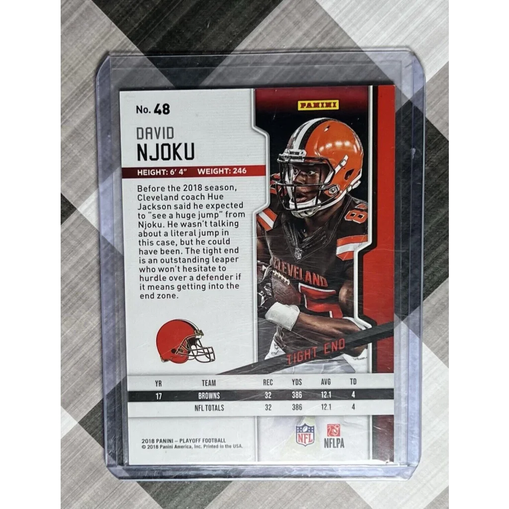 2018 Panini David Njoku football card from Prestige Worldwide Collectibles