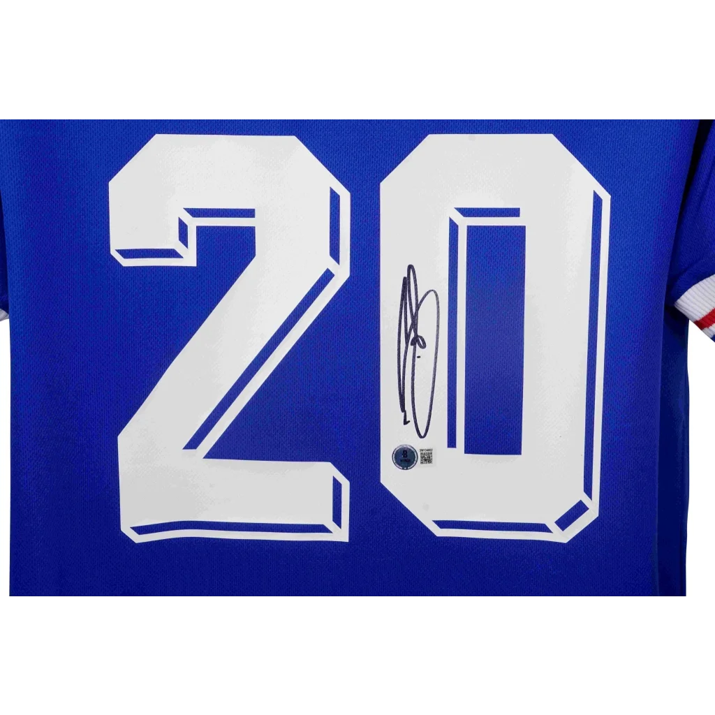 Back of David Trezeguet signed Adidas jersey Beckett authenticated, blue with white 20