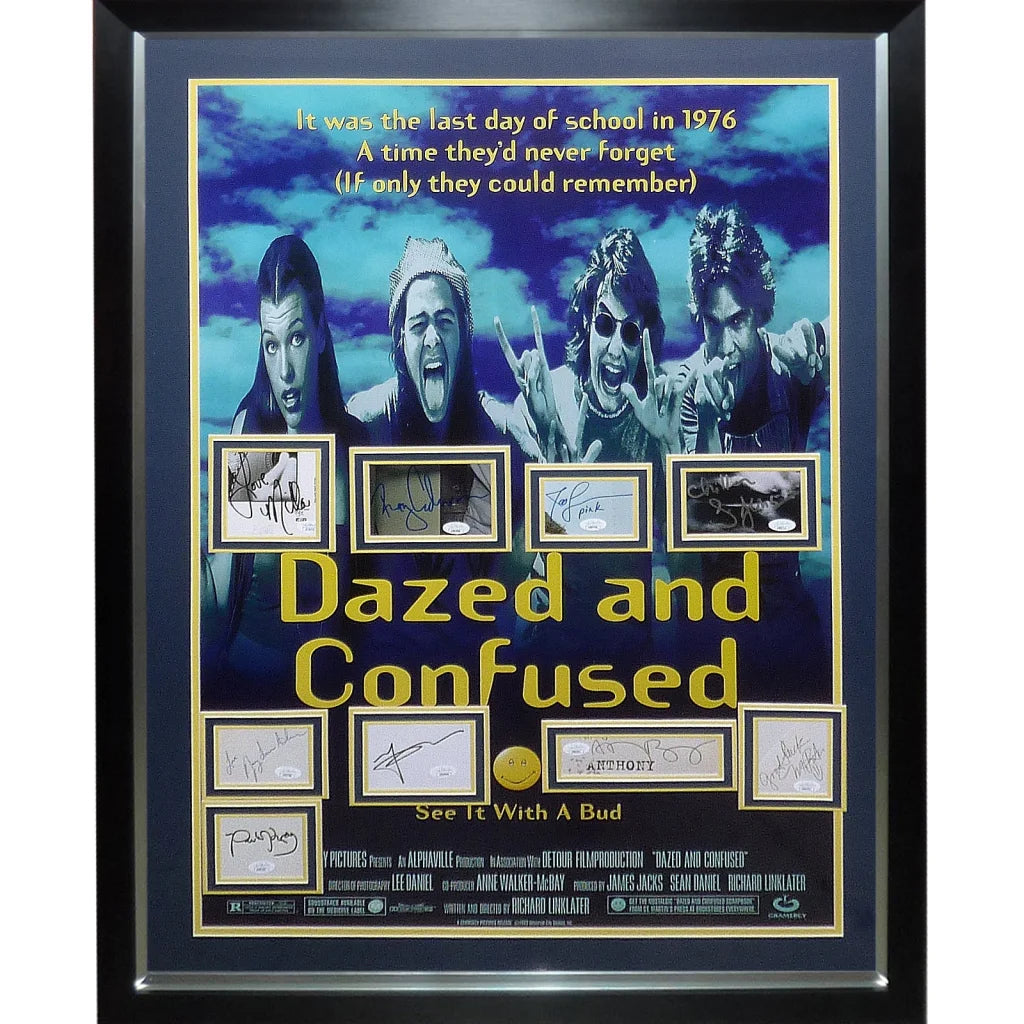 Dazed and Confused deluxe framed movie poster with cast autographs
