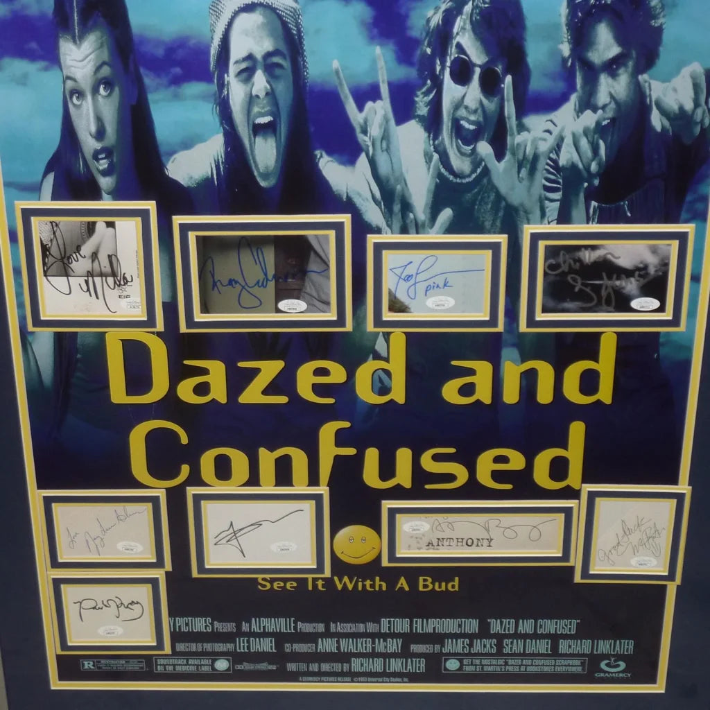 Deluxe framed Dazed and Confused movie poster with cast autographs