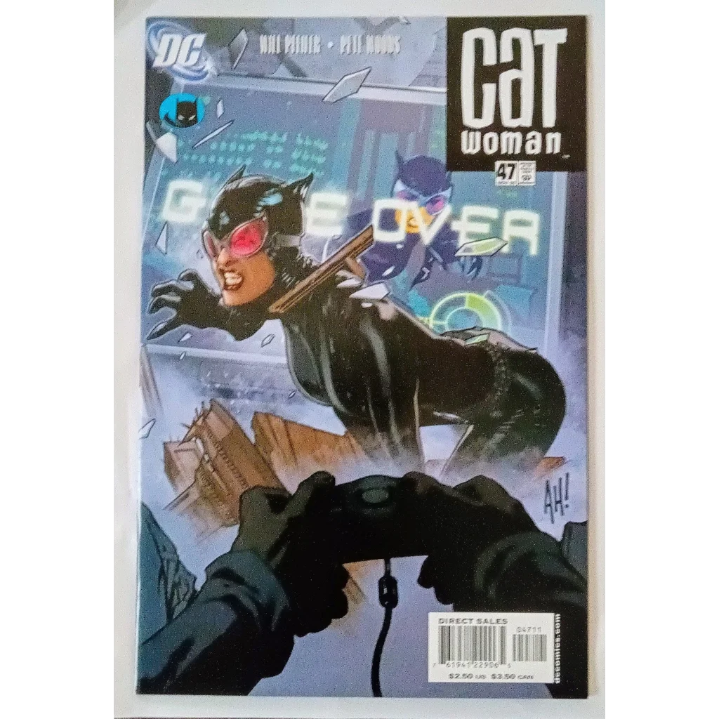 Black Catwoman comic cover with dynamic action and bold Game Over title, DC Comics V2 Issue 47 collectible