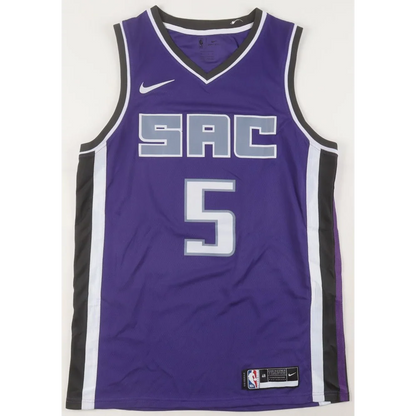 Purple Nike Sacramento Kings jersey with SAC and 5 in white for De Aaron Fox signed jersey