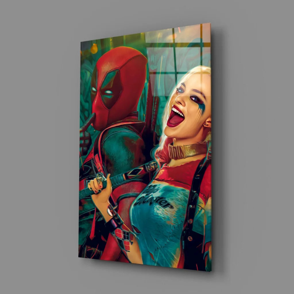 Deadpool and Harley Quinn comic canvas wall art print