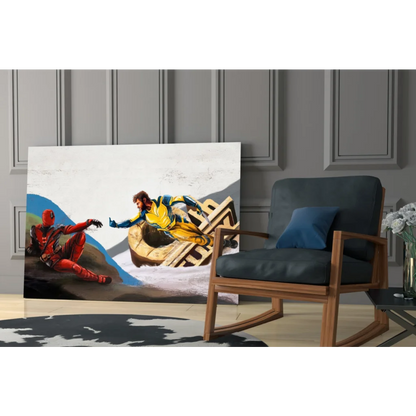 Deadpool and Wolverine dynamic battle canvas wall art print