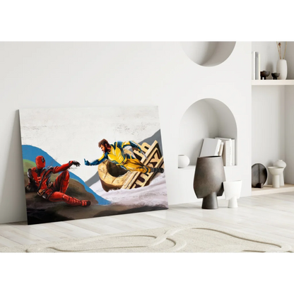 Deadpool Wolverine Action Canvas Wall Art Print | Modern Wall Art Decor | vintageantiquesgifts.com
