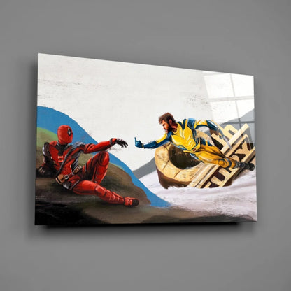 Deadpool Wolverine Action Canvas Wall Art Print | Glass Wall Art Print | vintageantiquesgifts.com