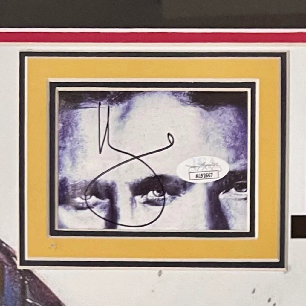 Framed signed black-and-white Deadpool portrait for ultimate fan experience