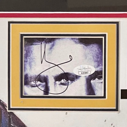 Framed signed black-and-white Deadpool portrait for ultimate fan experience