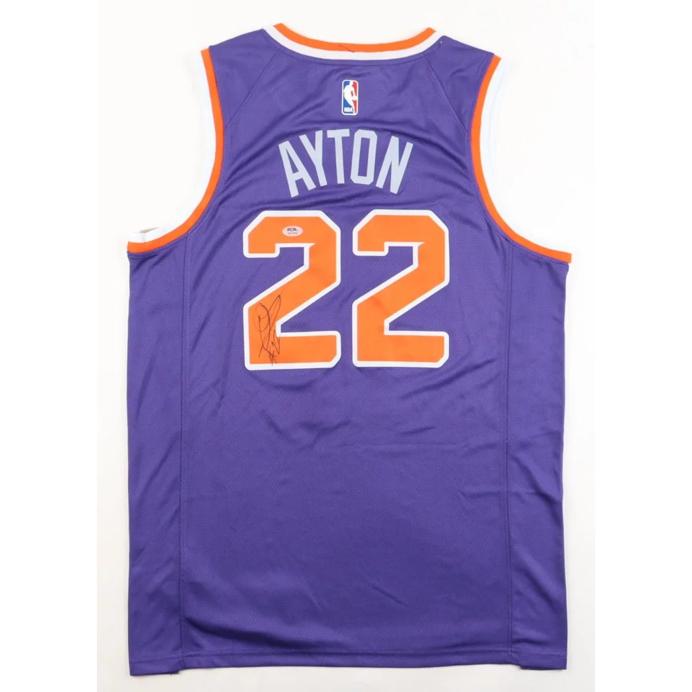 Deandre Ayton signed purple Phoenix Suns Nike jersey with AYTON and 22 on the back