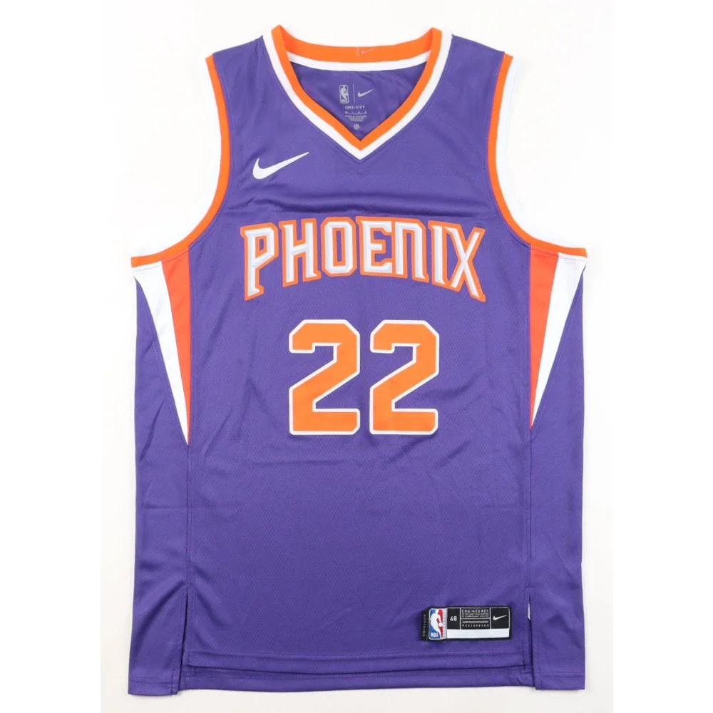 Deandre Ayton signed purple Phoenix Suns Nike jersey with orange and white trim