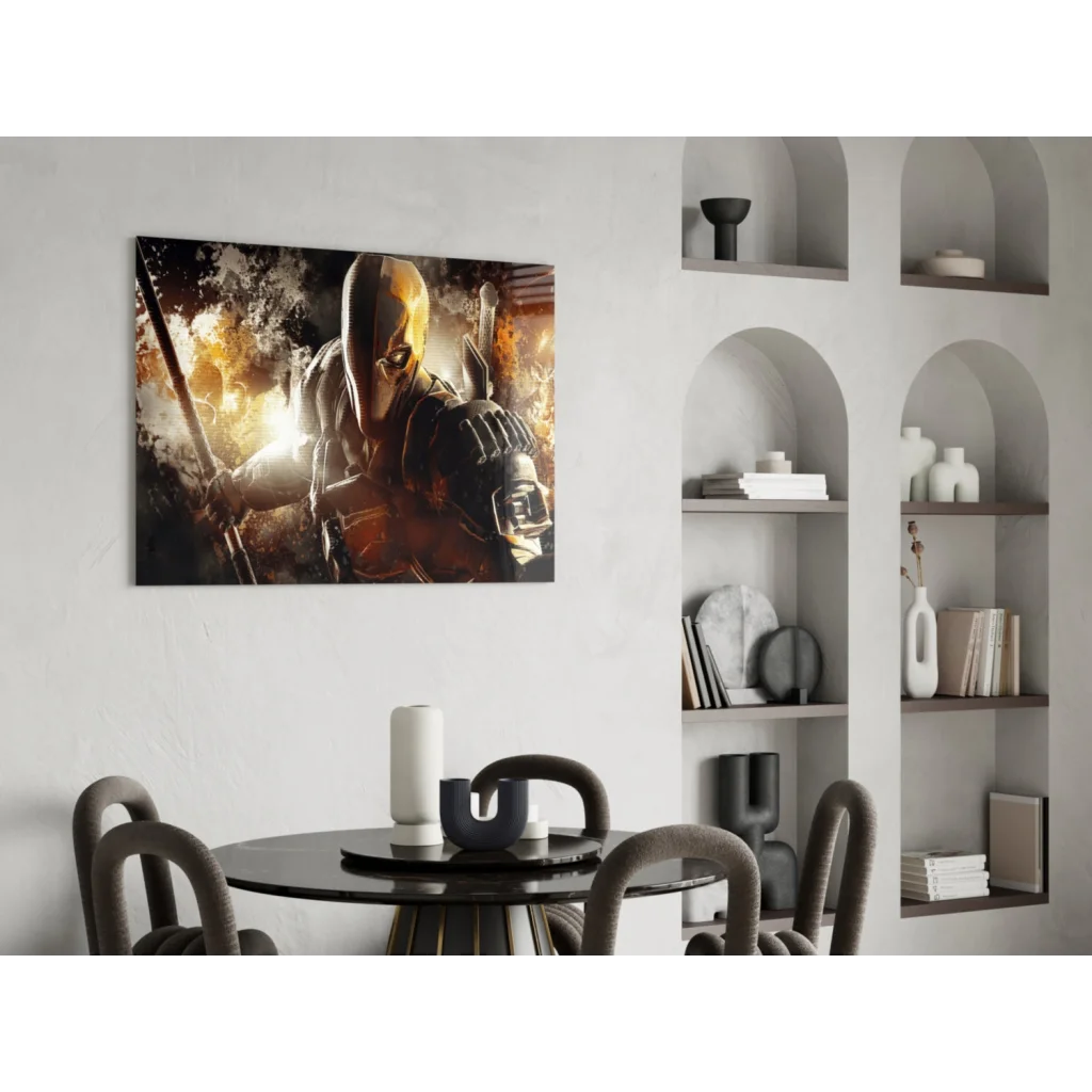 Dynamic Deathstroke fiery action pose canvas wall art print