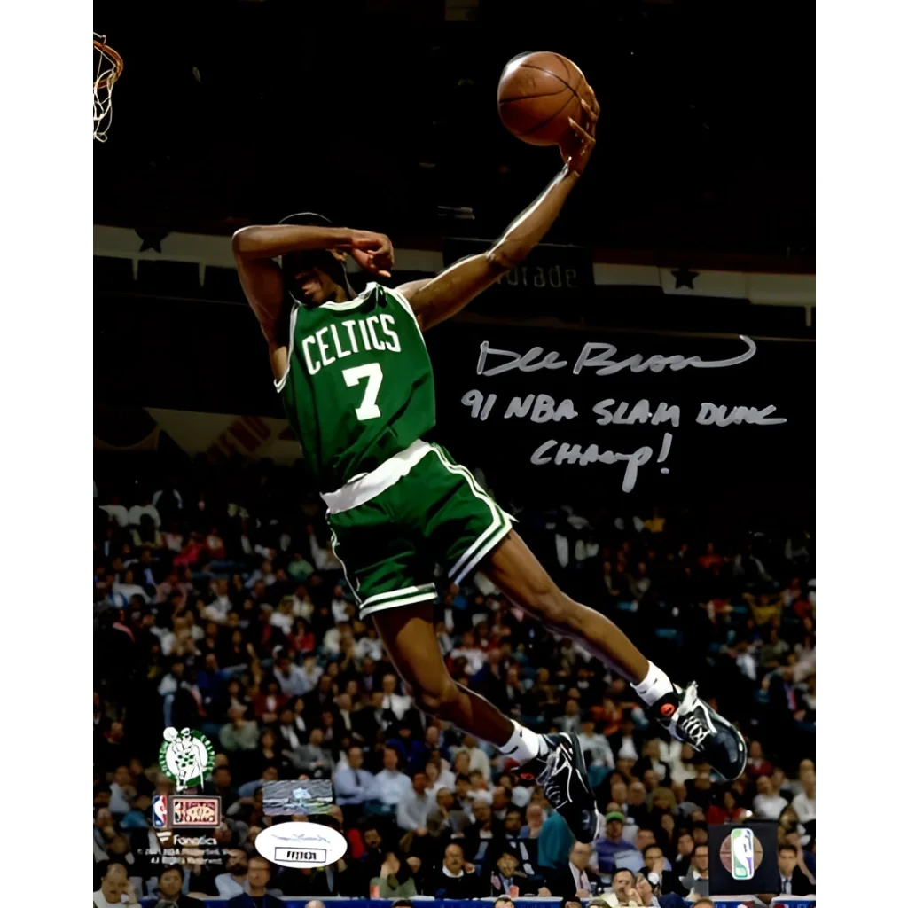 Dee brown autographed green and white boston celtics jersey number 7 with signature in 8x10 photo slam dunk memorabilia